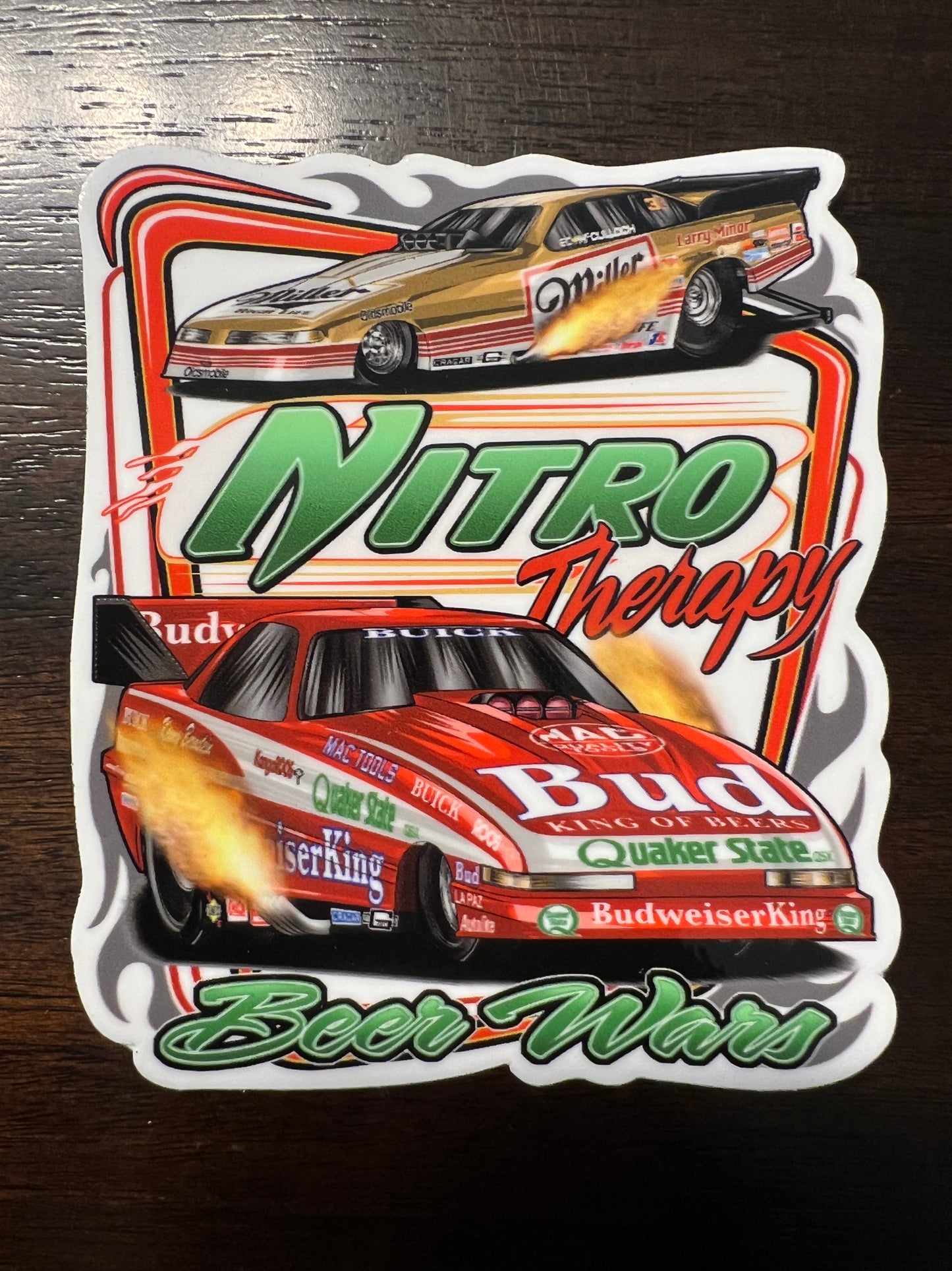 Nitro Therapy Funny Car Beer Wars Sticker