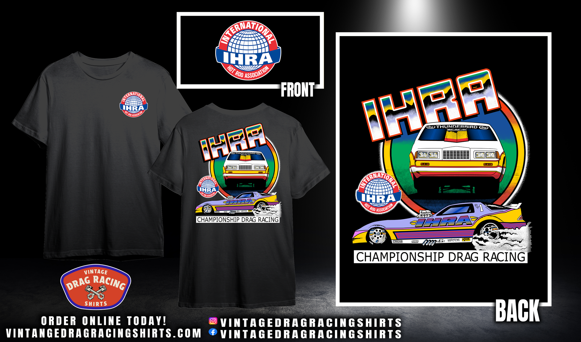 Men's NHRA Drag Pipe Flames Short Sleeve Black T-Shirt - Officially Licensed Racing Tee | Lightweight & Breathable