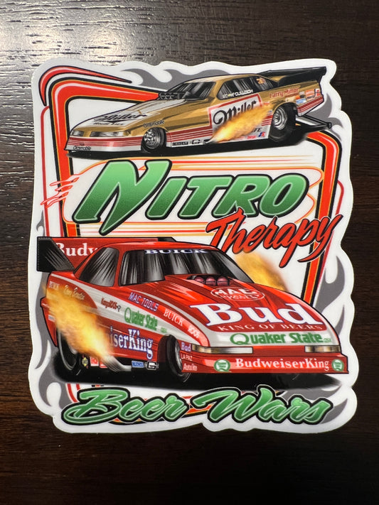 Nitro Therapy Funny Car Beer Wars Sticker