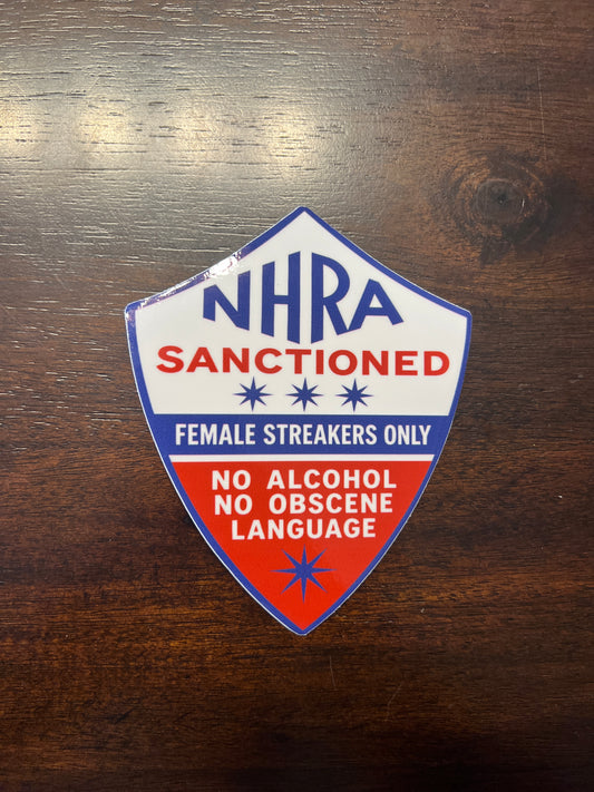 NHRA Female Streaker Sign Sticker