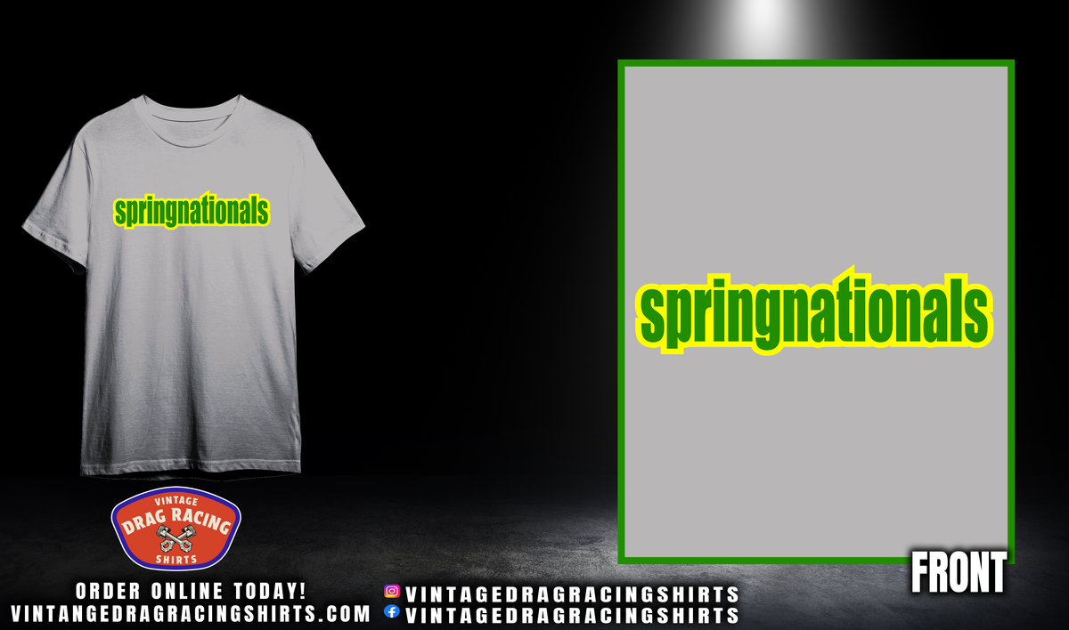 Spring Break Racing Logo Springnationals Logo Yellow/Green – Vintage Drag Racing Shirts